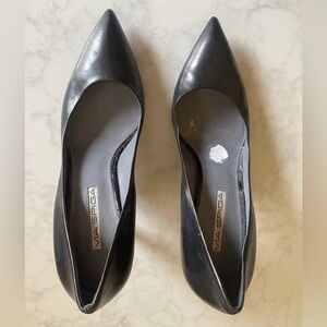 Via Spiga Black Leather Stiletto Heel Pump 8M